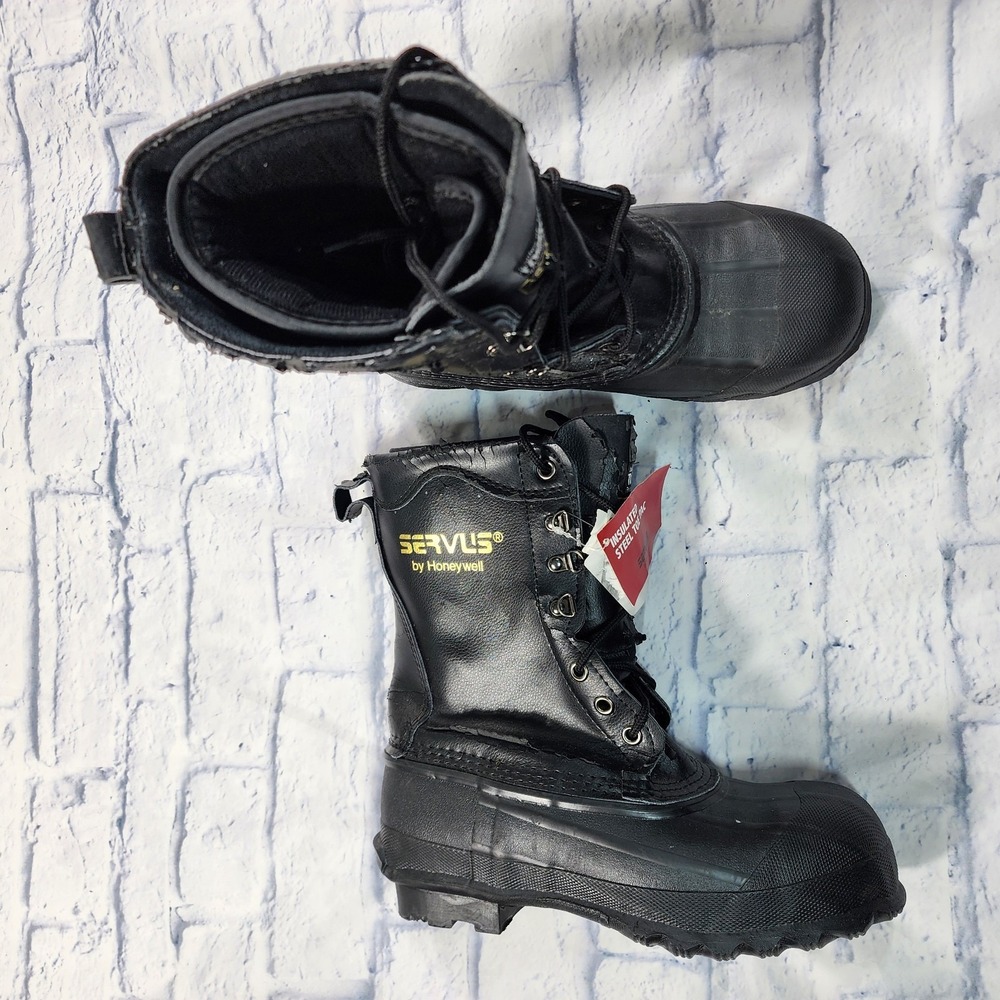 Servus Honeywell MENS 8 Black Insulated Leather Safety Work 10" Boots Steel Toe
